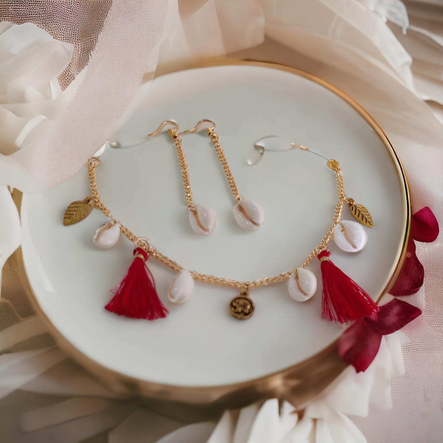 Cowrie Bracelet & Earrings Set