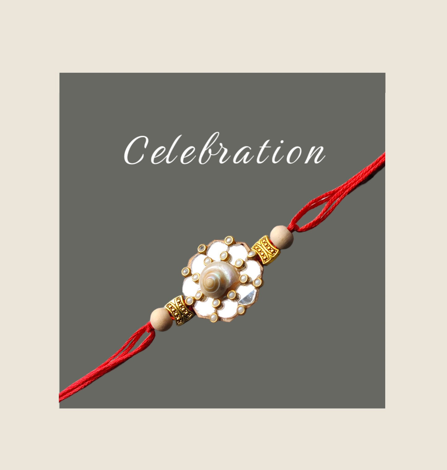 Kundan With Mirrors & a Shell Rakhi - P7