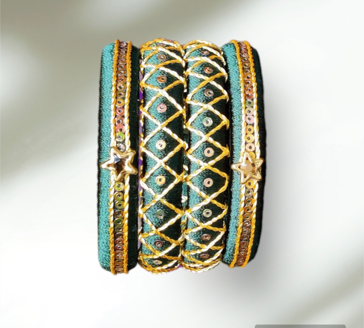 Bottle Green Silk Thread Bangles