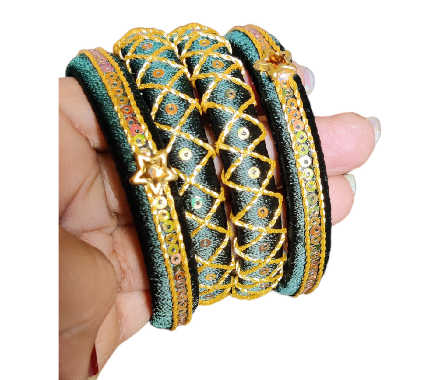 Bottle Green Silk Thread Bangles
