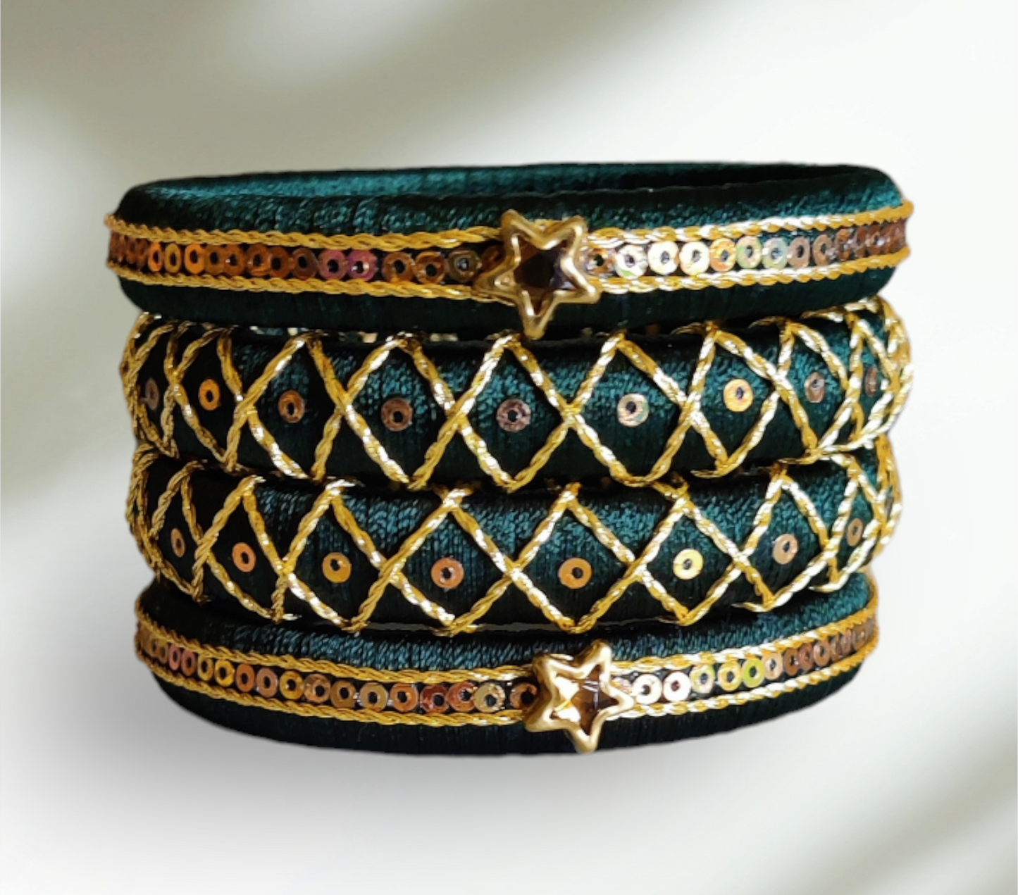 Bottle Green Silk Thread Bangles