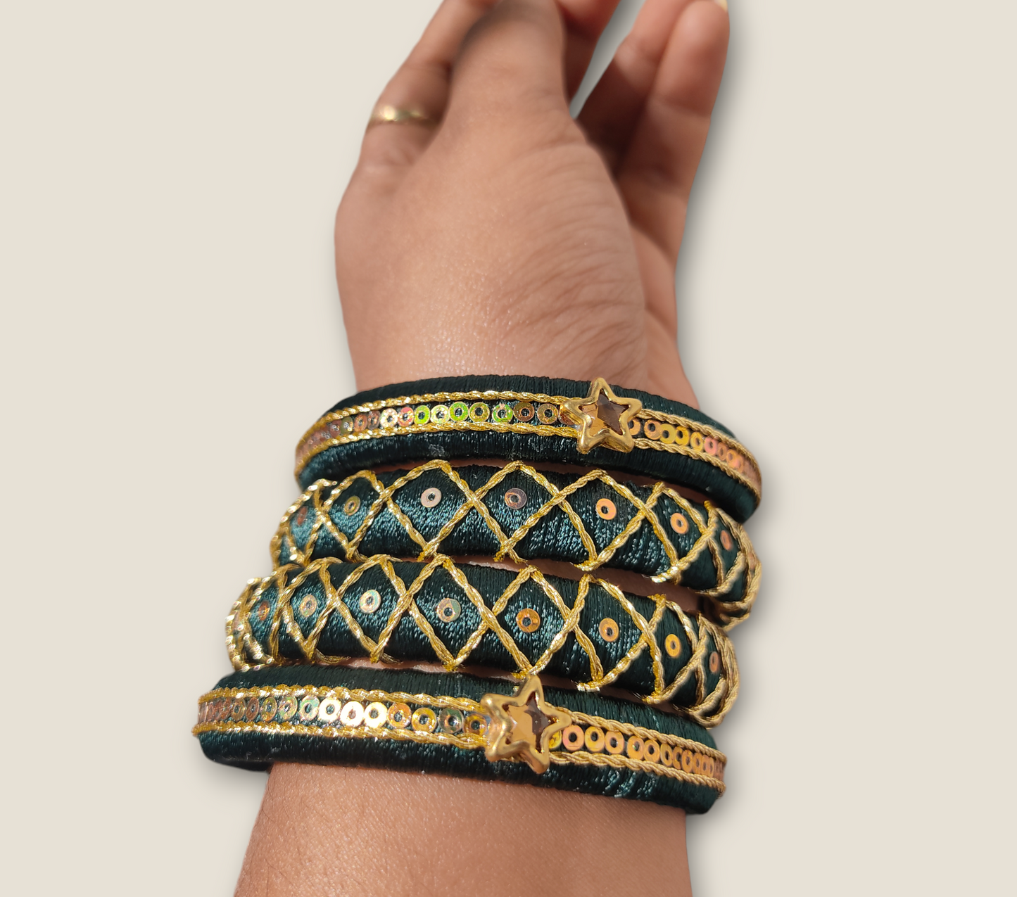 Bottle Green Silk Thread Bangles