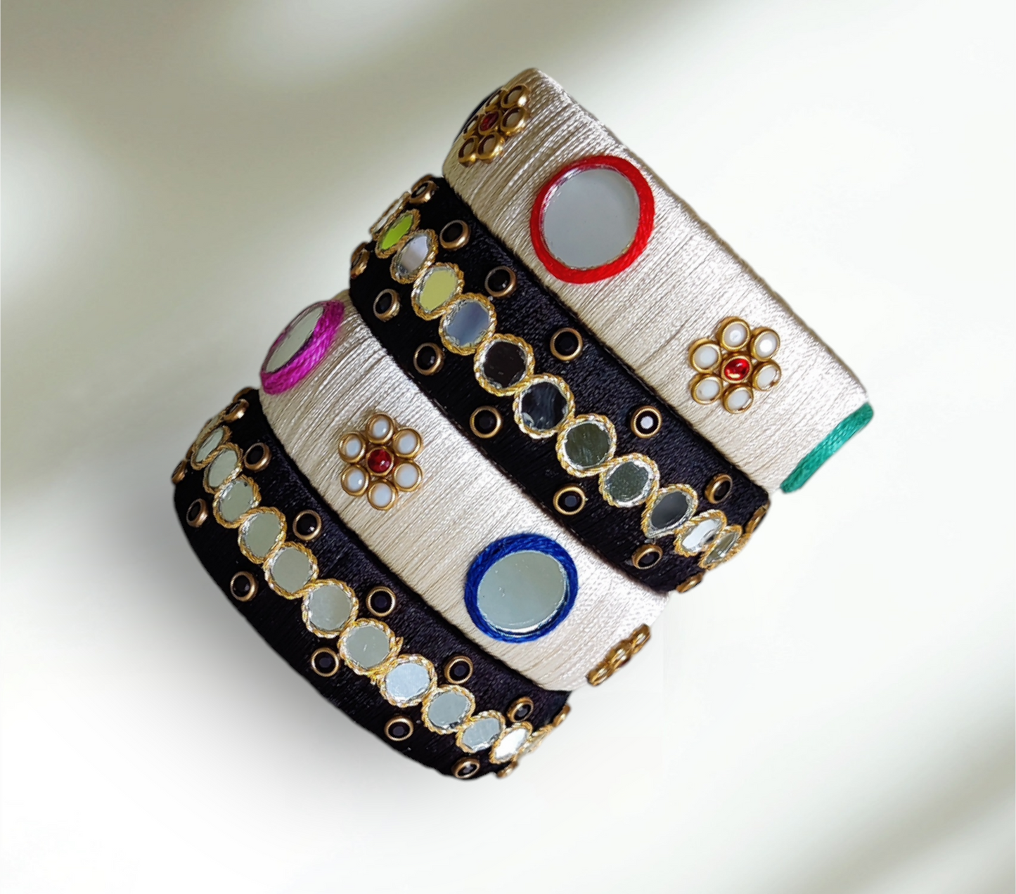 Black & White Silk Thread Bangles