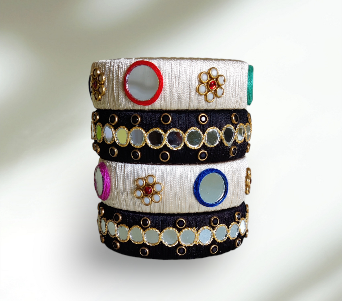 Black & White Silk Thread Bangles