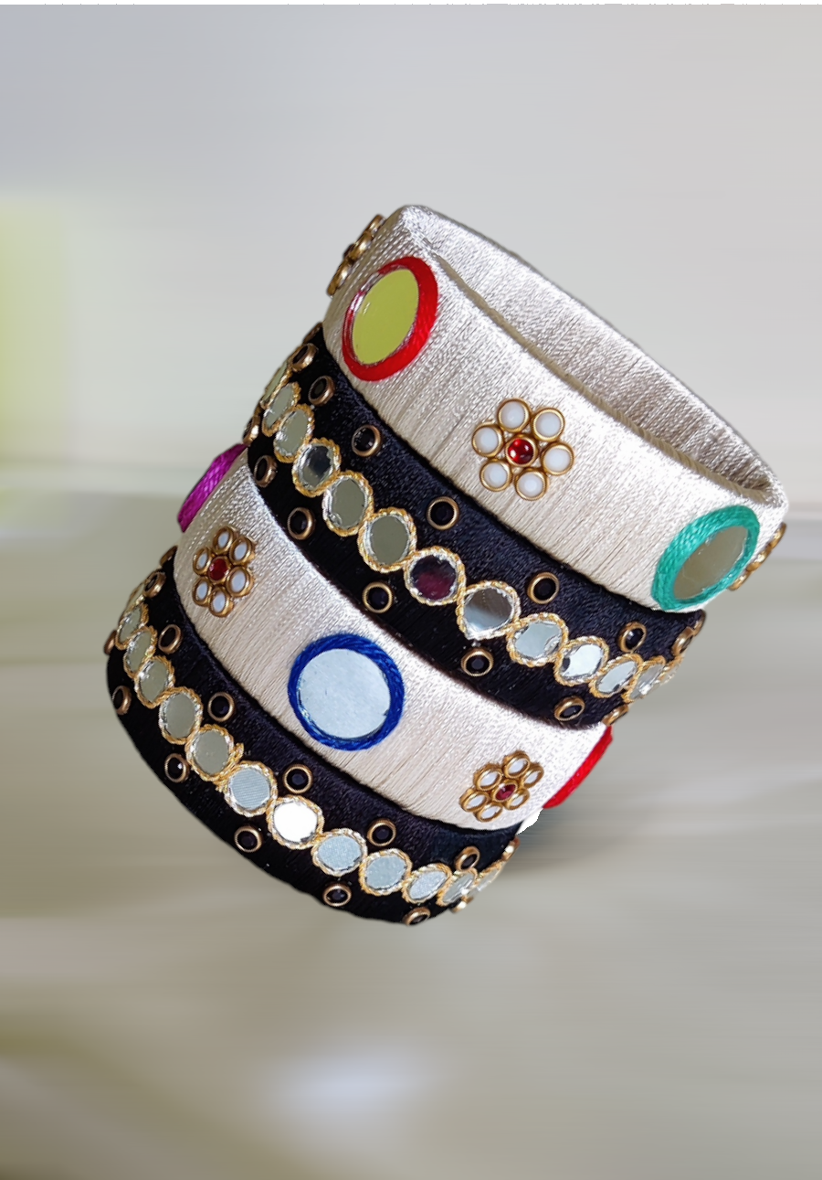 Black & White Silk Thread Bangles