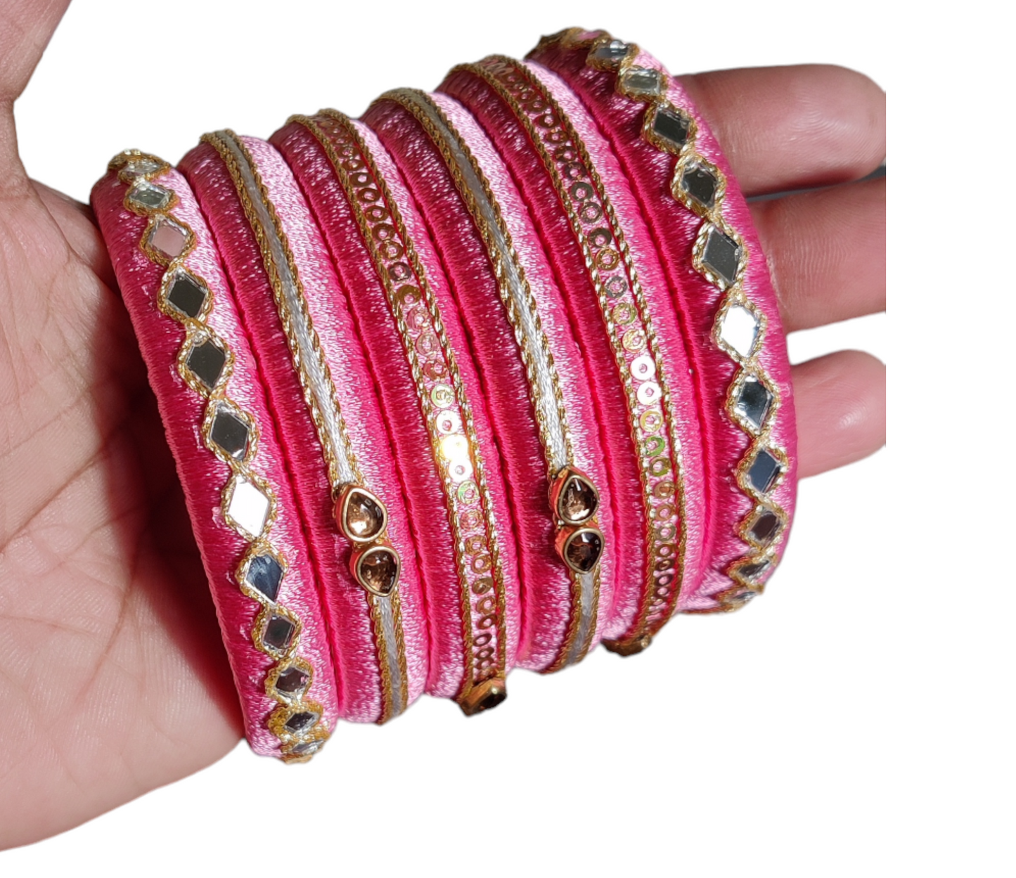 Pink Color - Silk Thread Bangle Set