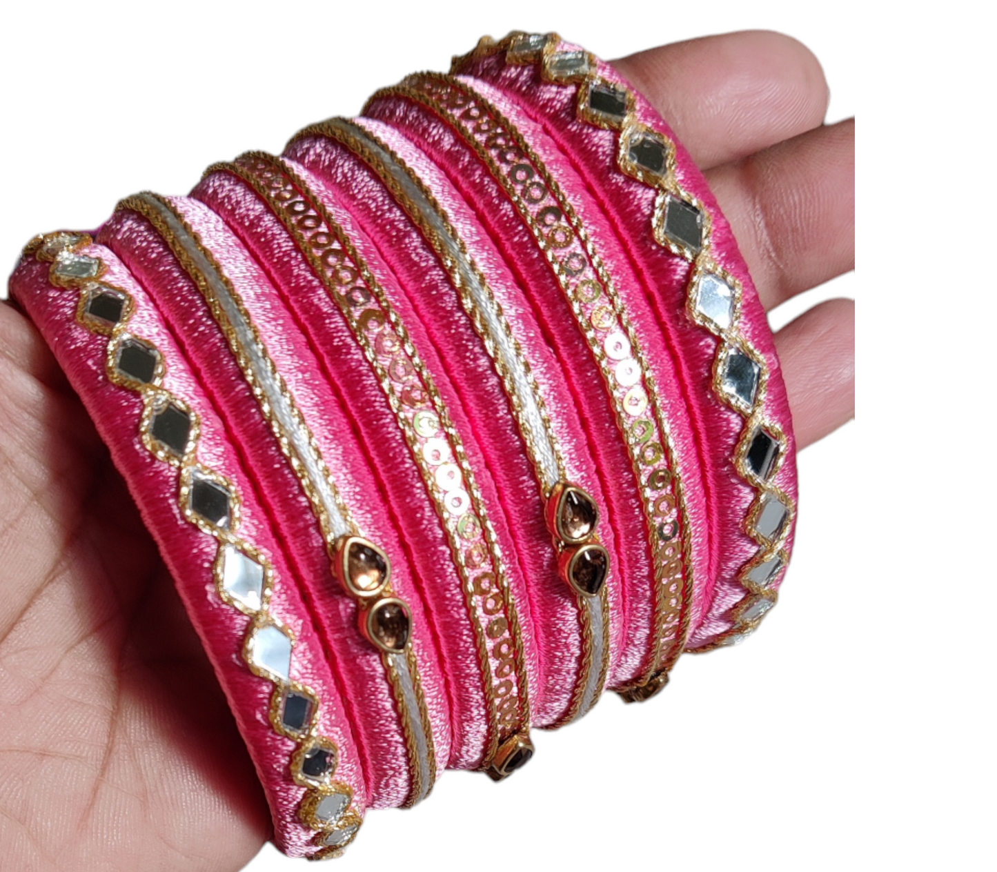 Pink Color - Silk Thread Bangle Set