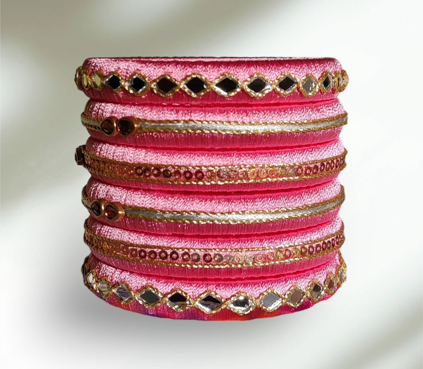 Pink Color - Silk Thread Bangle Set