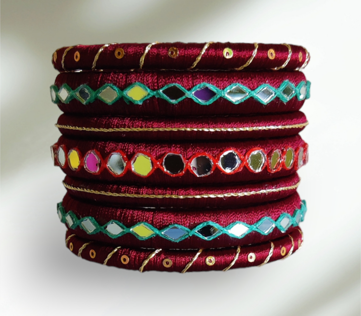 Maroon Color - Silk Thread Bangle Set