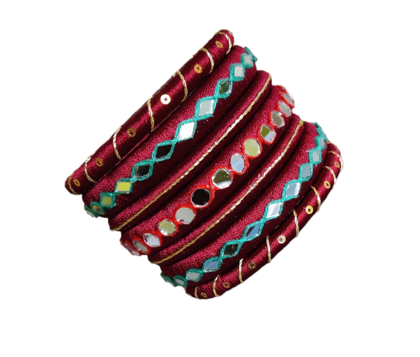 Maroon Color - Silk Thread Bangle Set