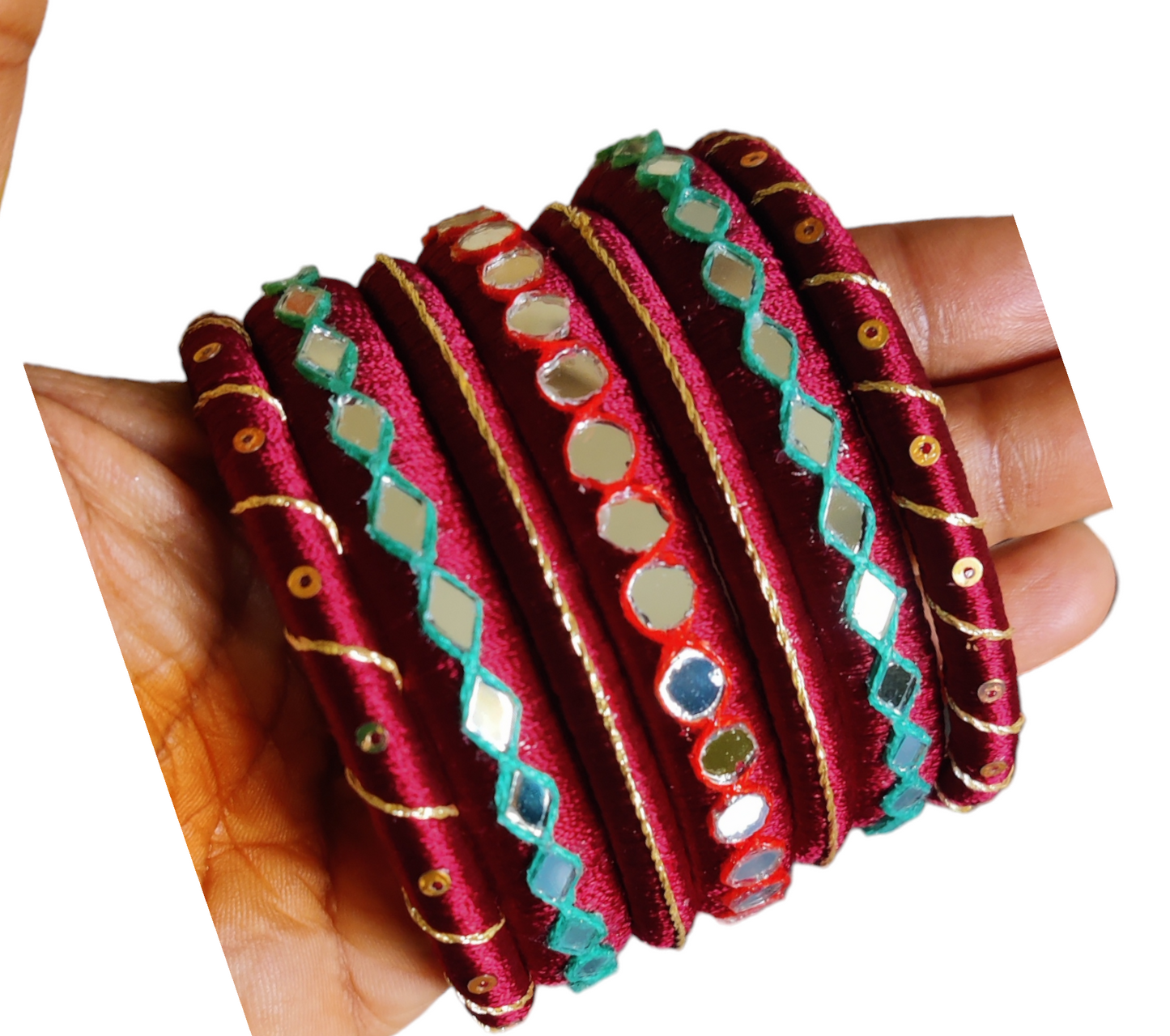 Maroon Color - Silk Thread Bangle Set