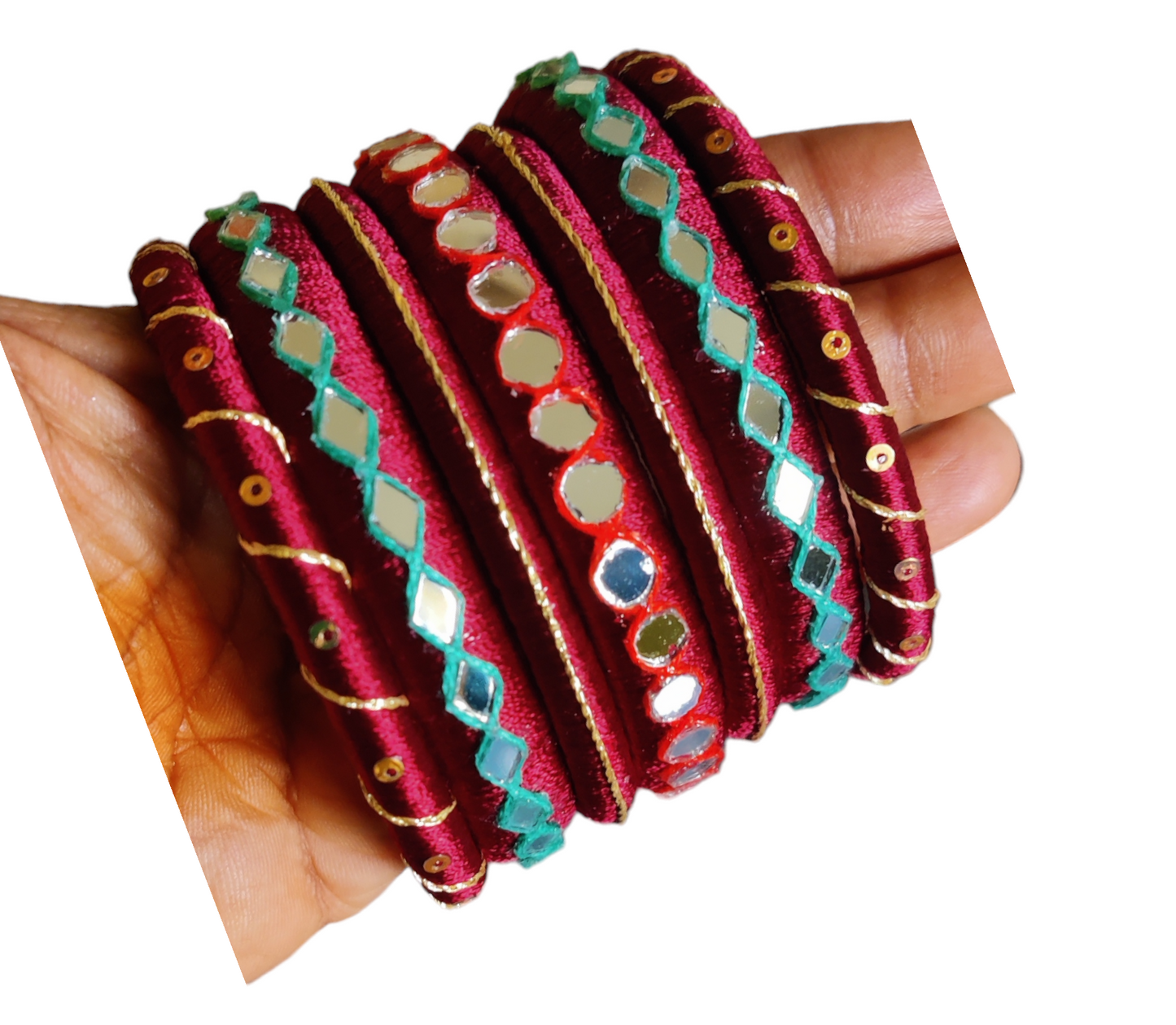 Maroon Color - Silk Thread Bangle Set