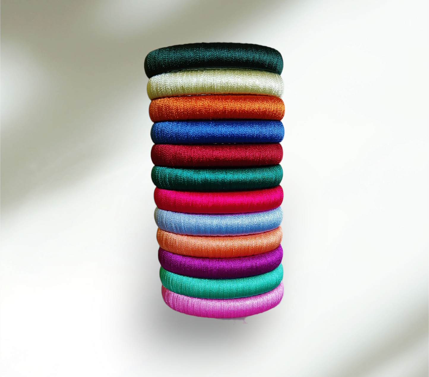 Plain - Multi Color - Silk Thread Bangle Set - Size : 2.6
