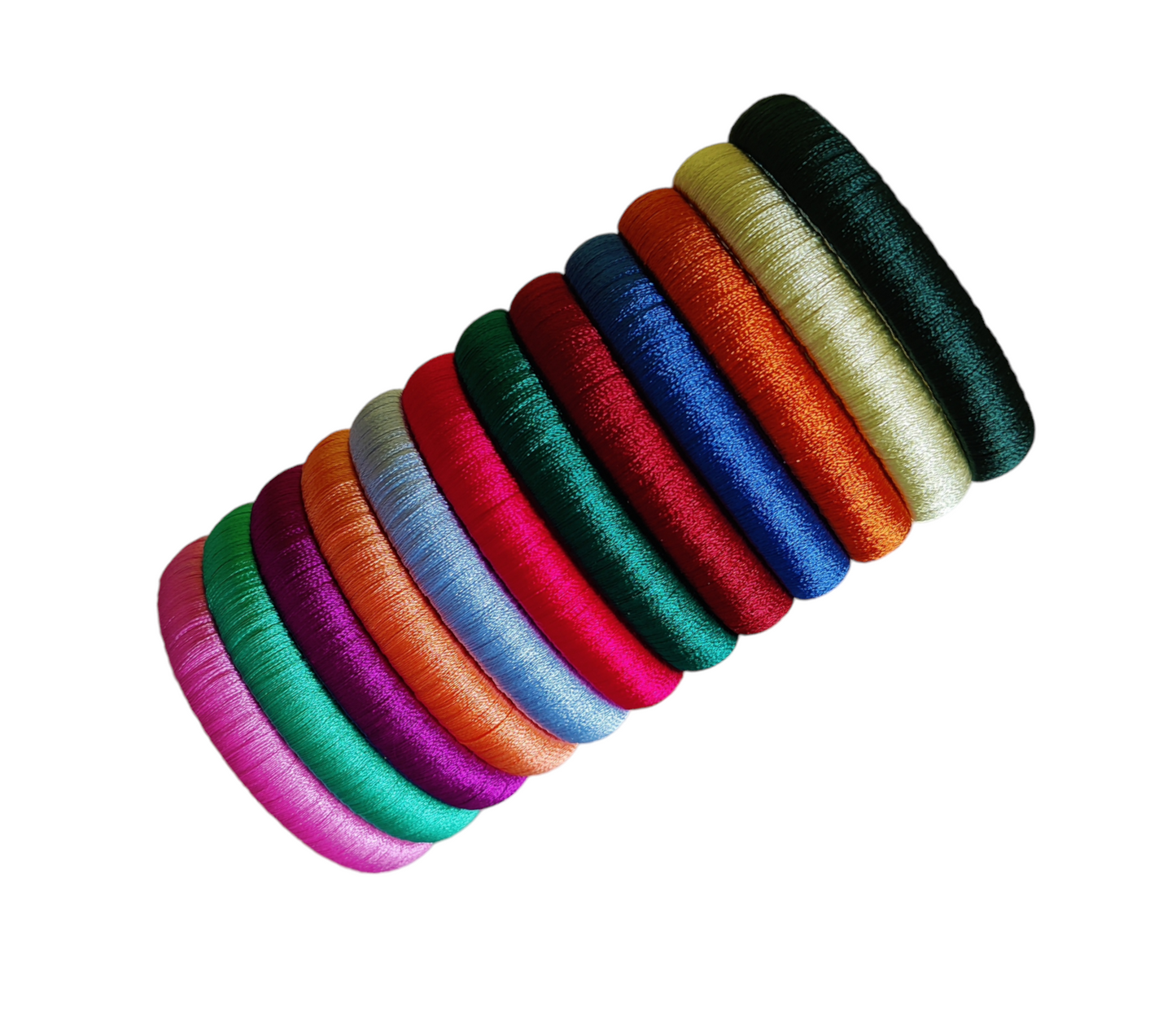 Plain - Multi Color - Silk Thread Bangle Set - Size : 2.6