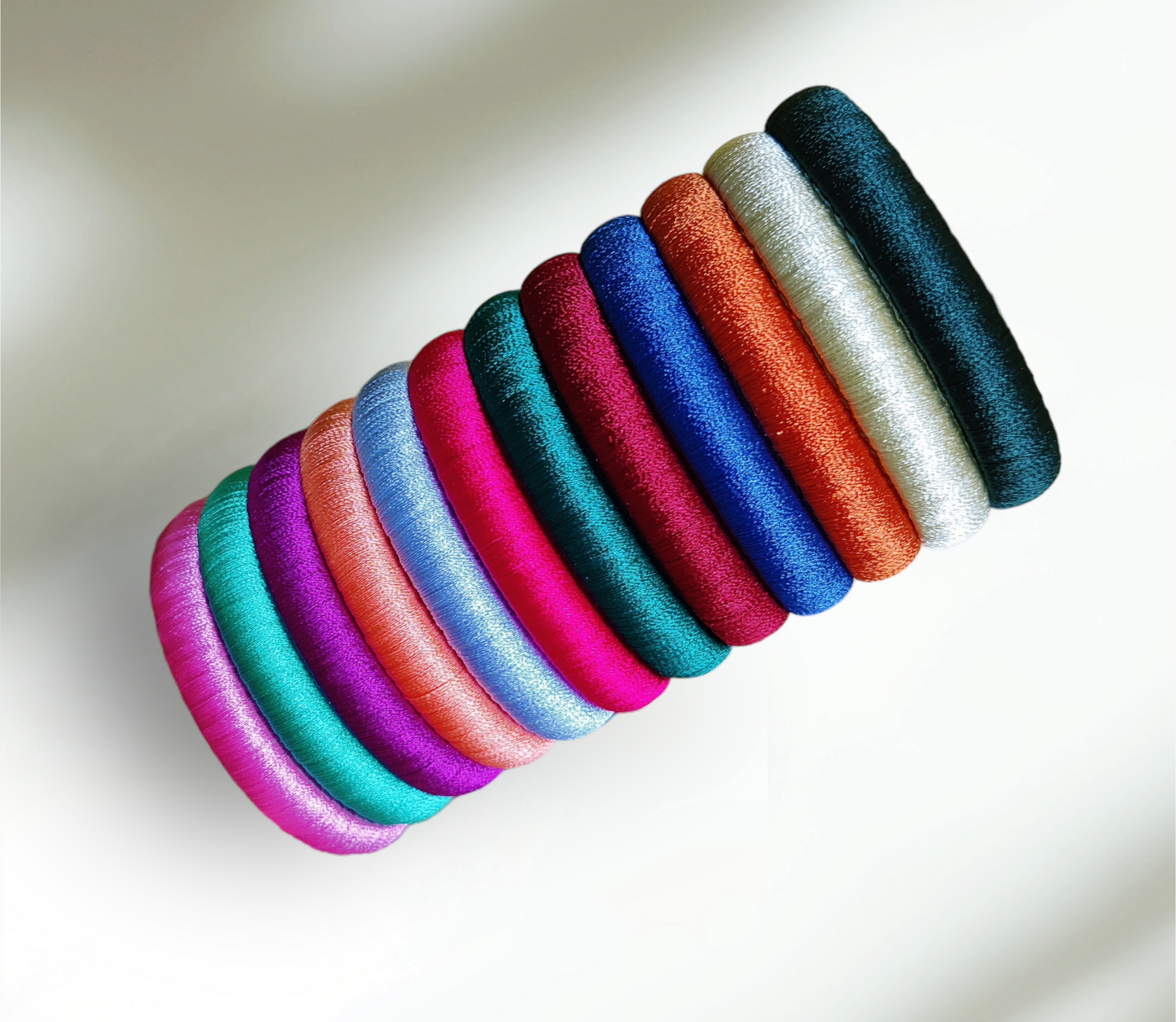 Plain - Multi Color - Silk Thread Bangle Set - Size : 2.6