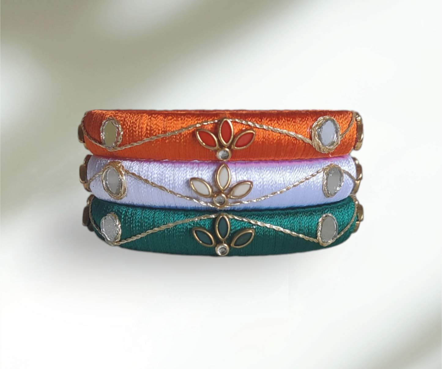 Tri Color - Silk Thread Bangle Set