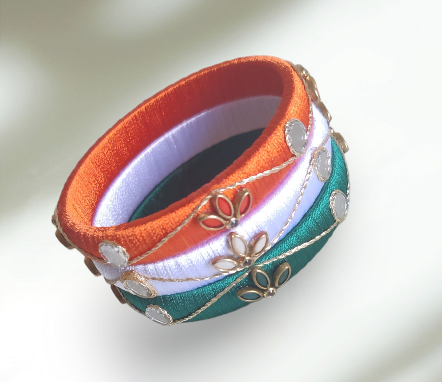 Tri Color - Silk Thread Bangle Set