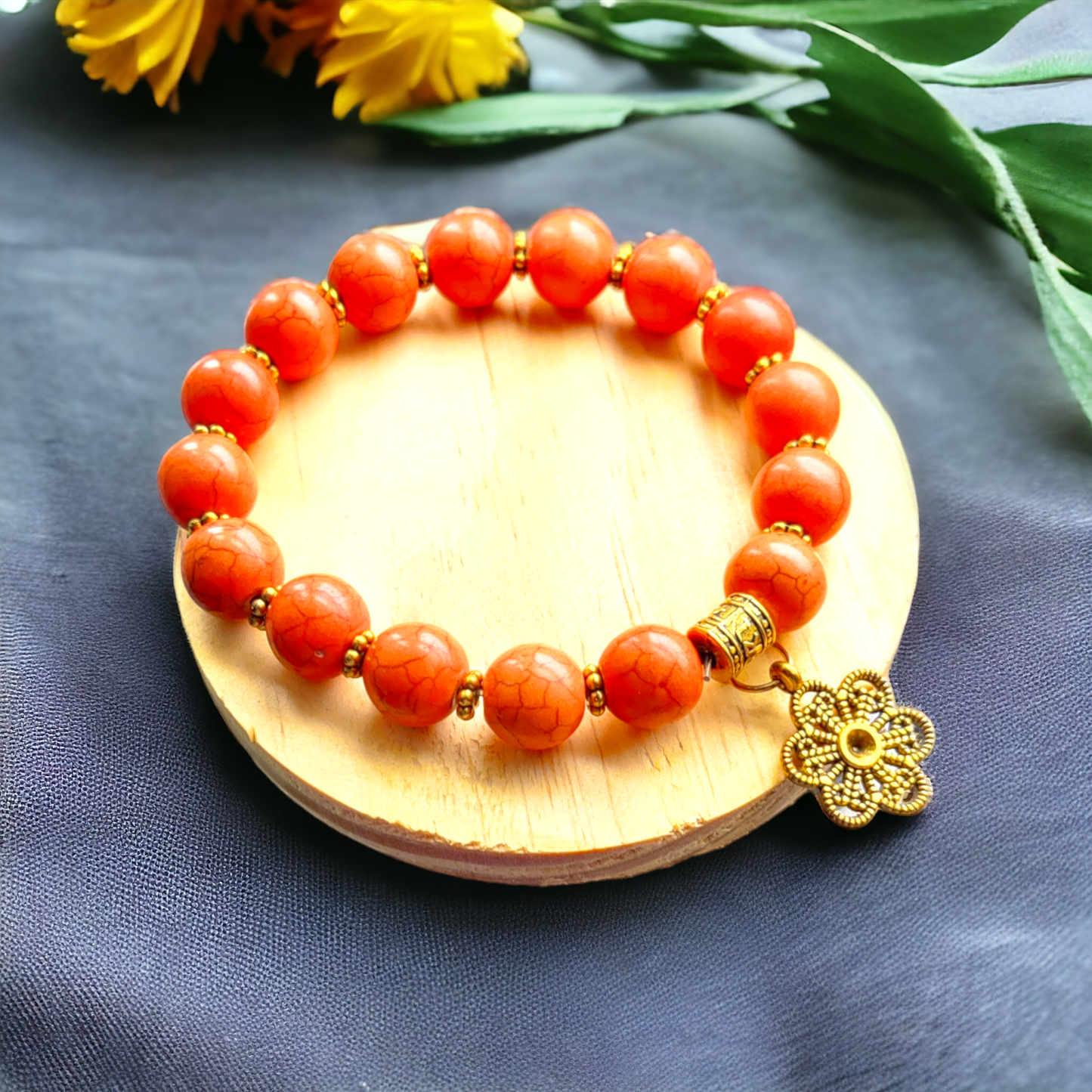 Orange Clay Beads Bracelet
