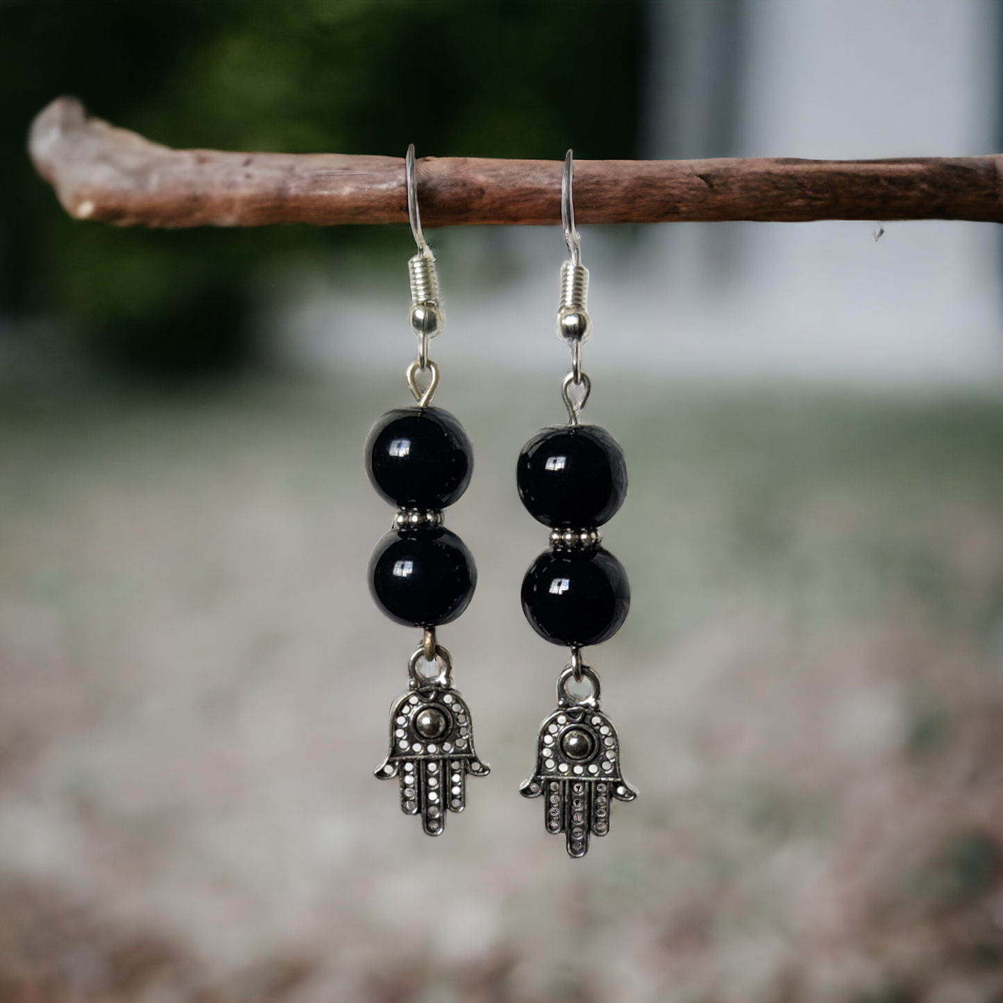Black Beads Earrings