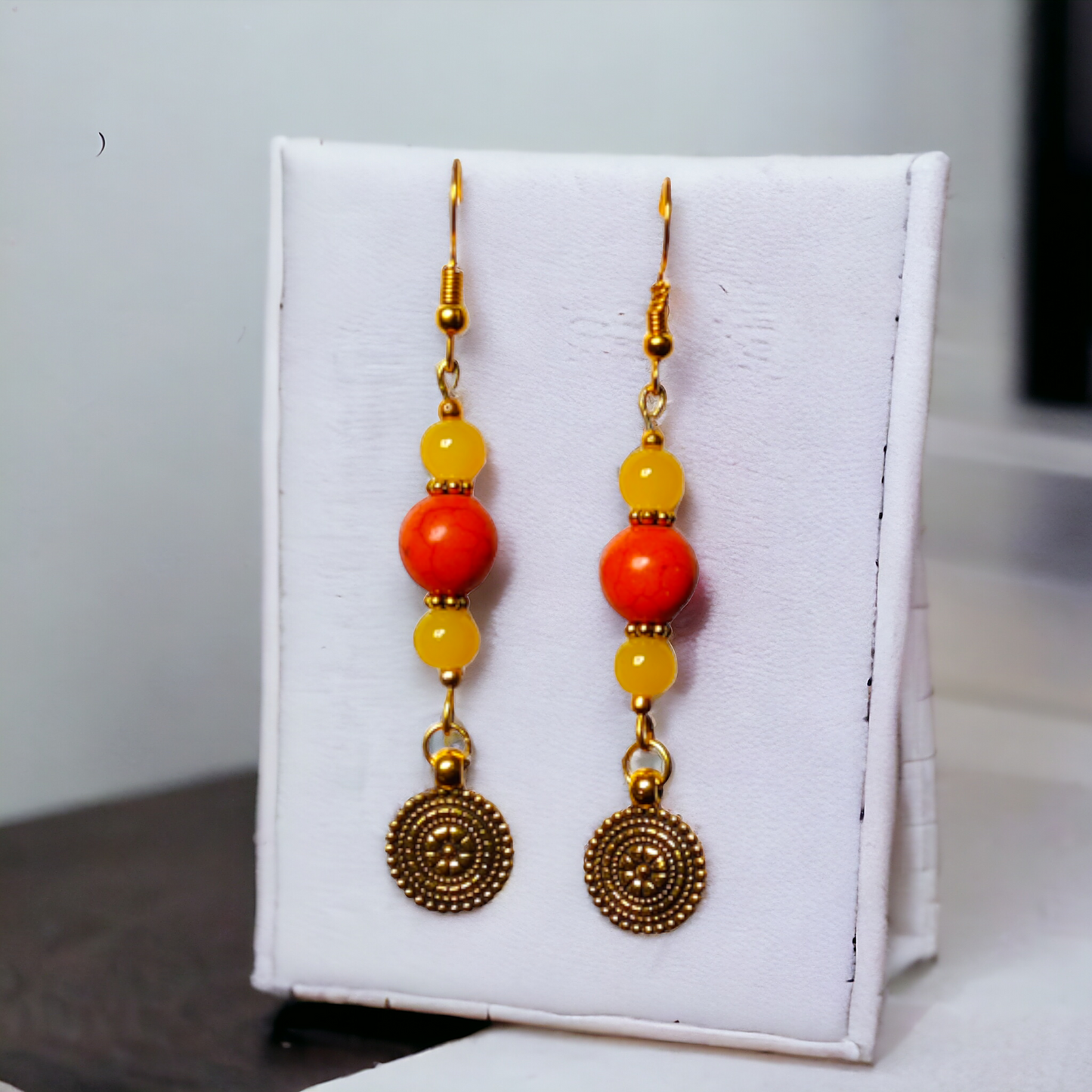 Orange & Yellow Beads Earrings