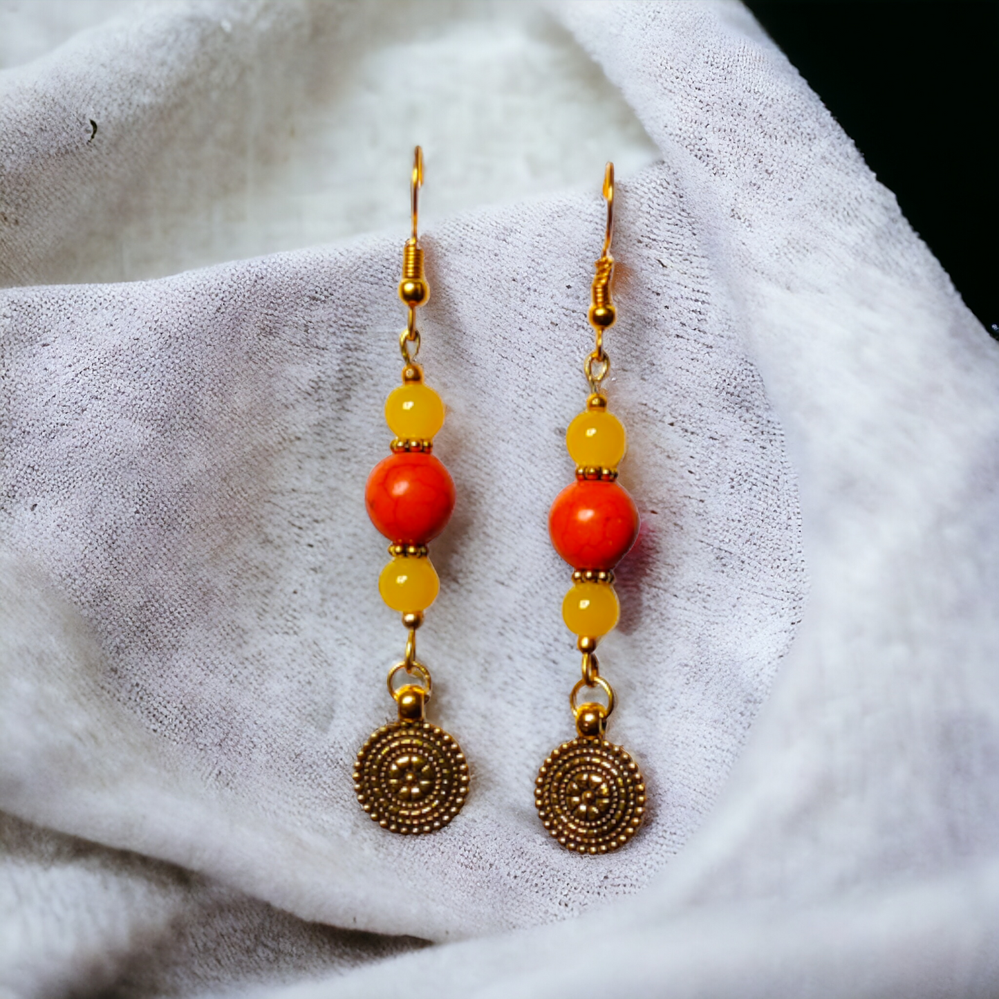 Orange & Yellow Beads Earrings