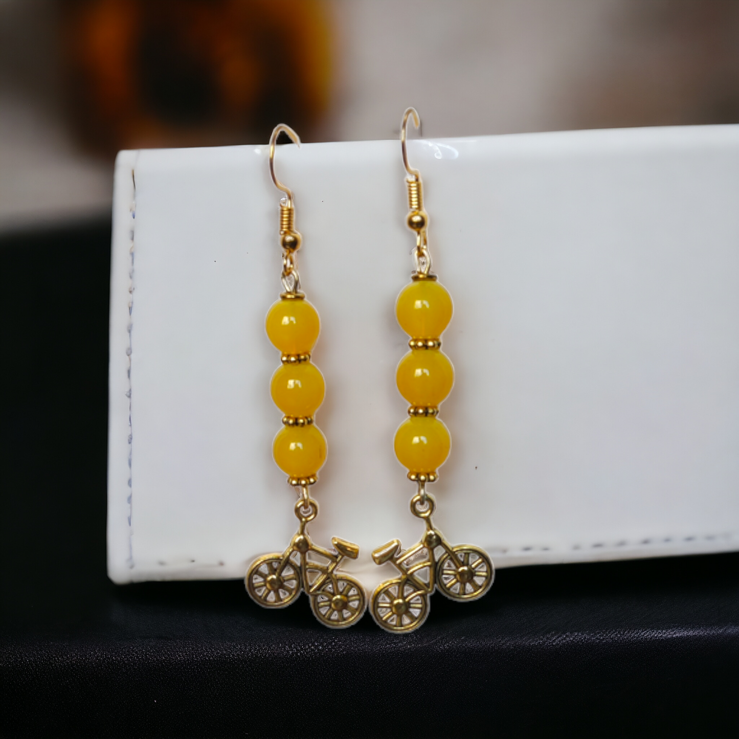 Yellow Glass Beads Earrings