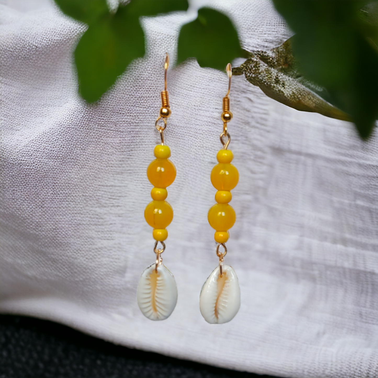 Yellow Glass Beads Earrings