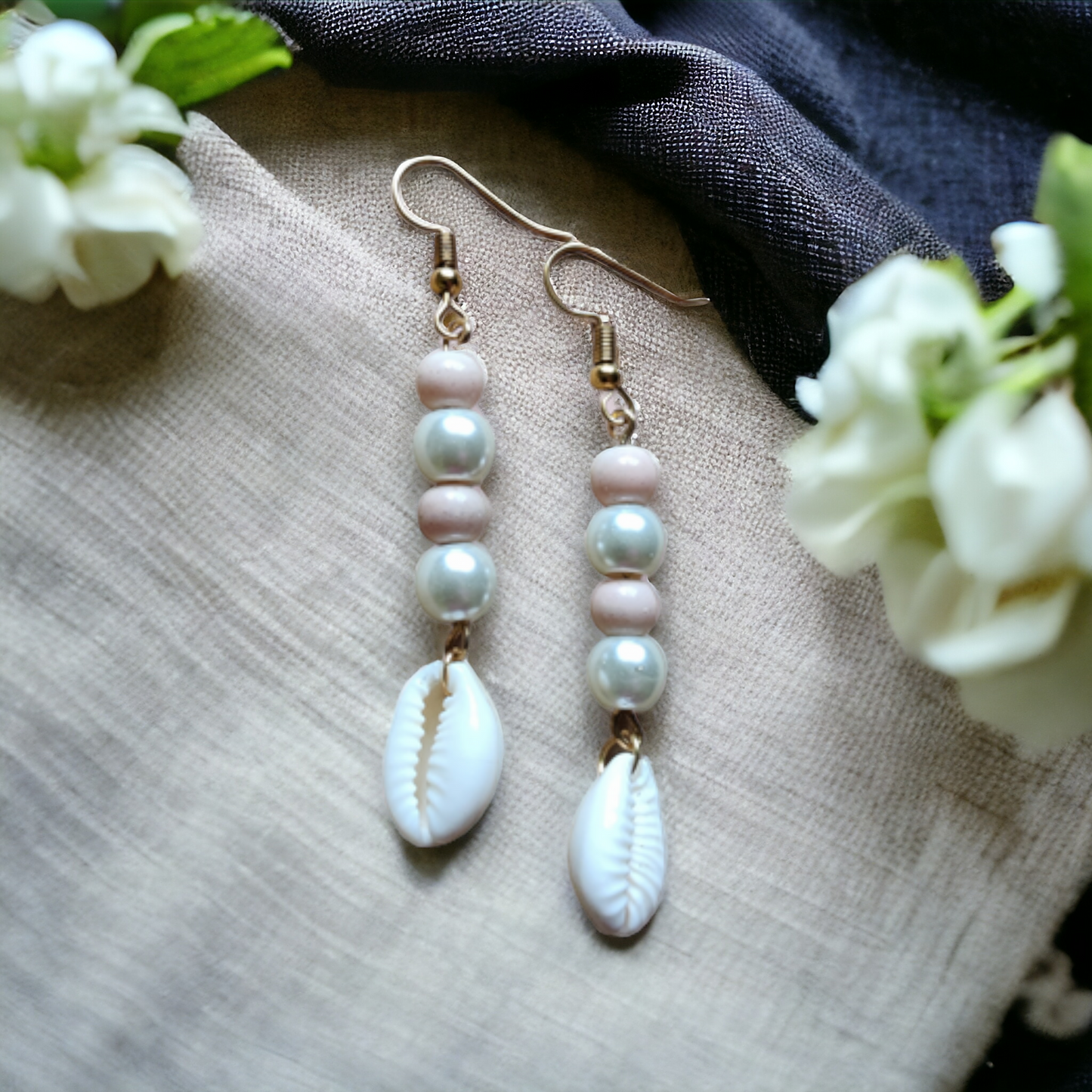 Pearl & Cowrie Earrings