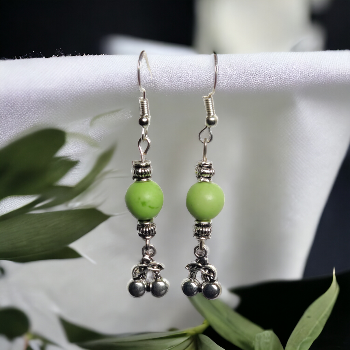 Green Clay Beads Earrings