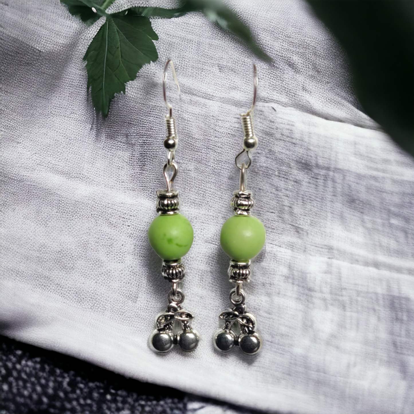Green Clay Beads Earrings