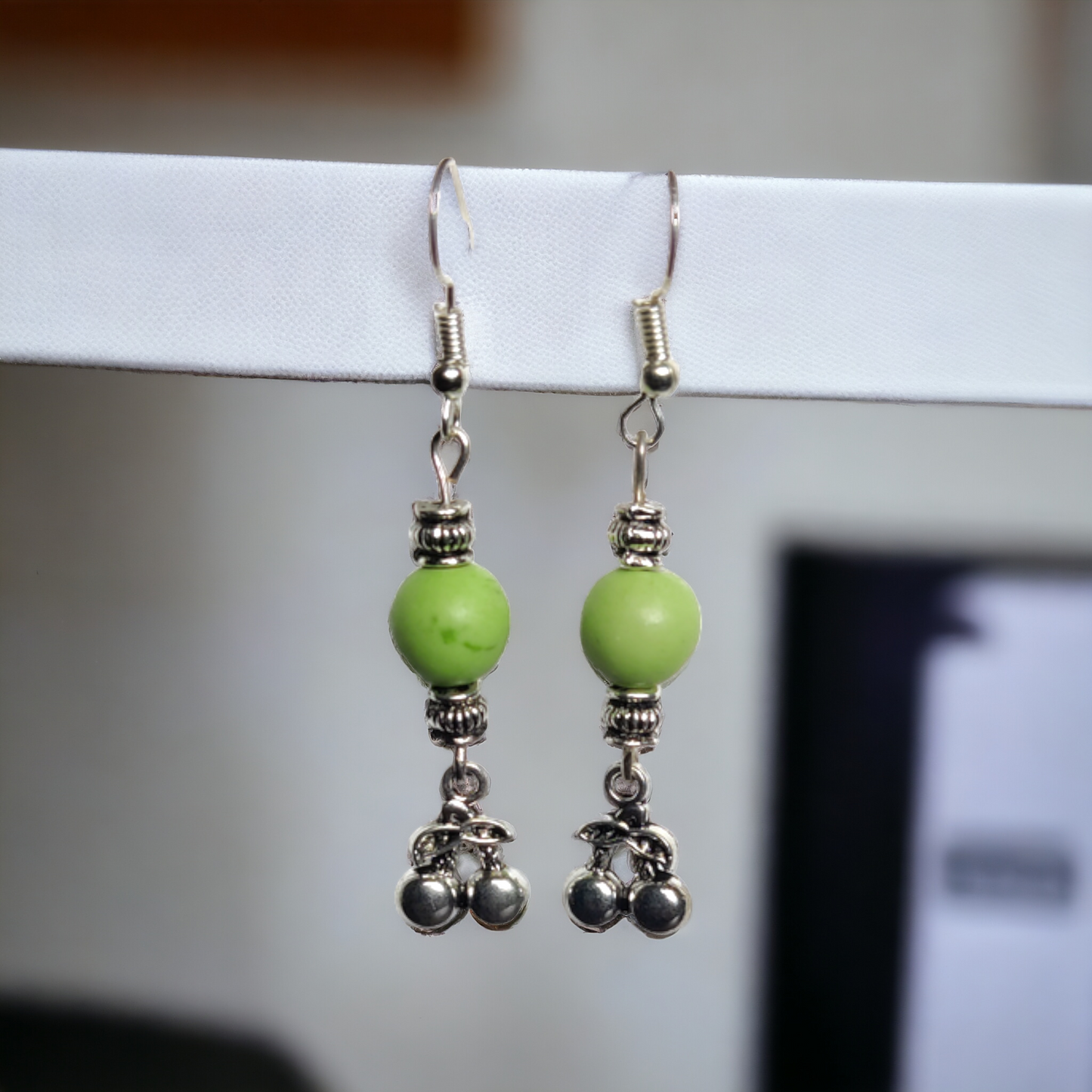 Green Clay Beads Earrings