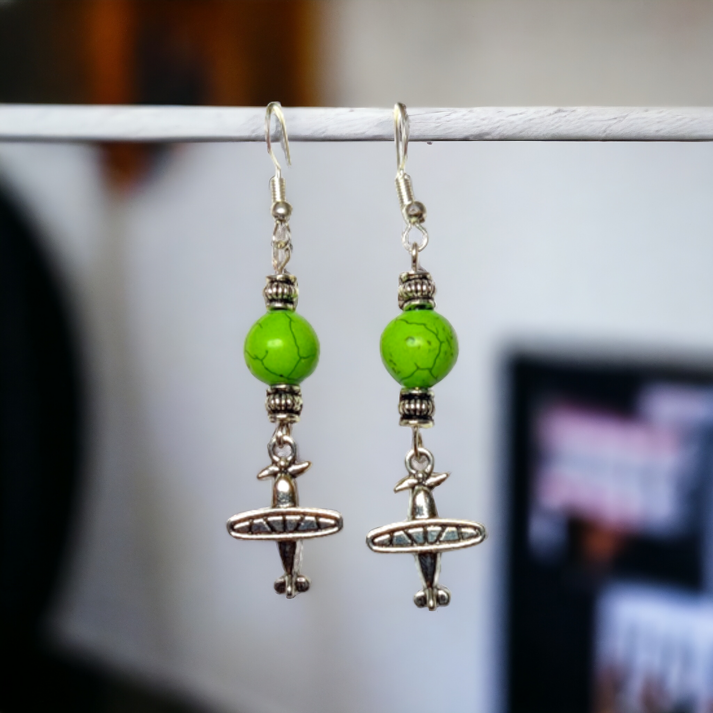 Green Clay Beads Earrings