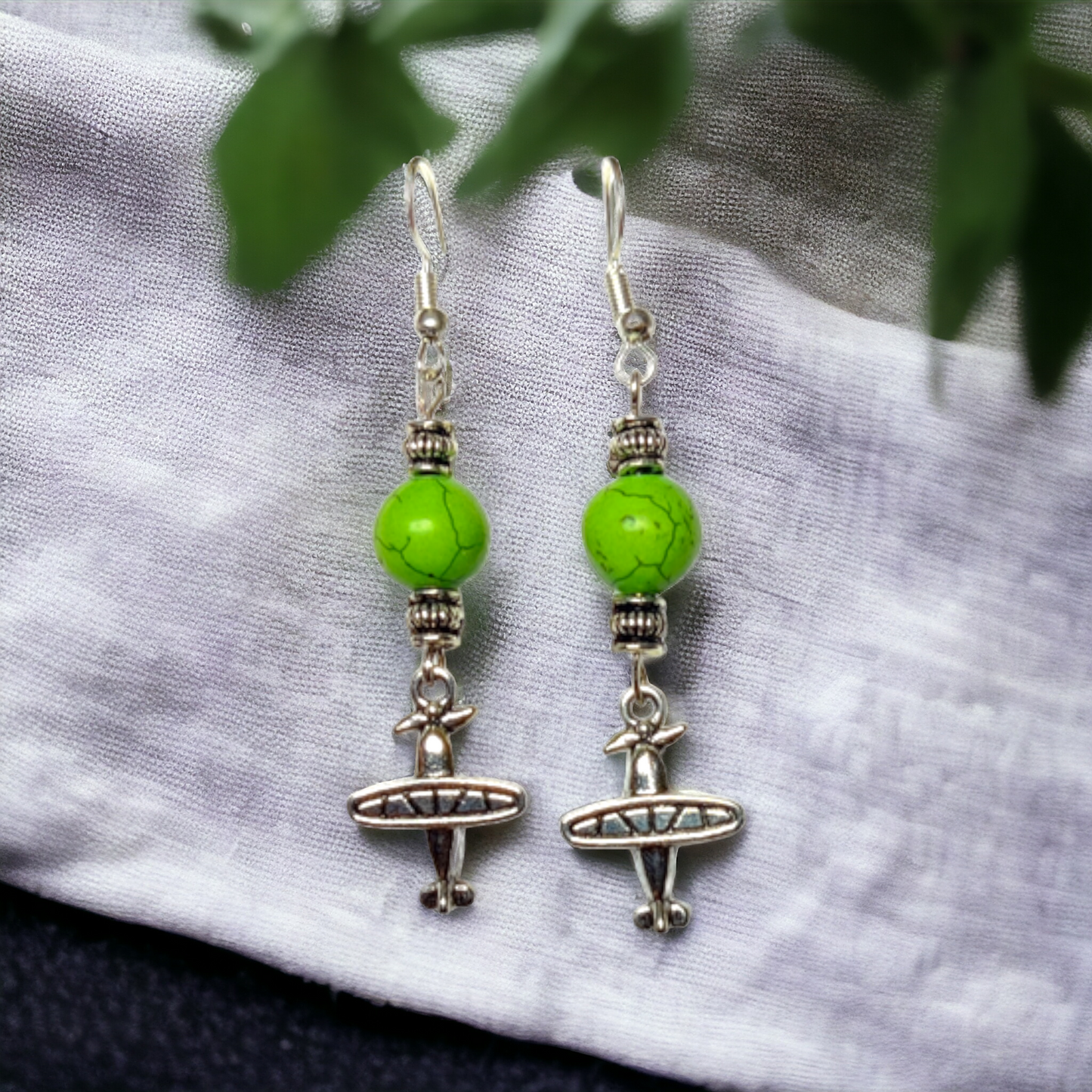 Green Clay Beads Earrings