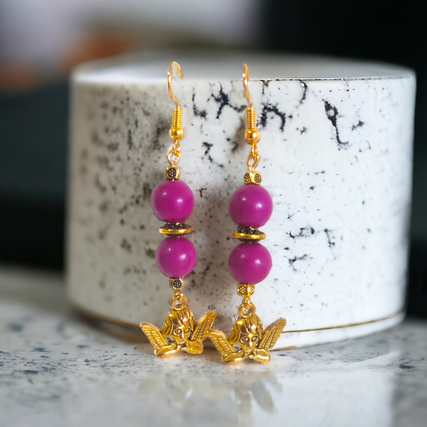 Purple Beads Earrings