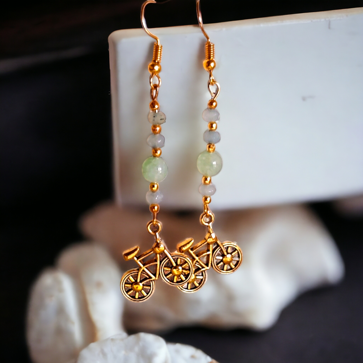 Light Green Glass Beads Earrings