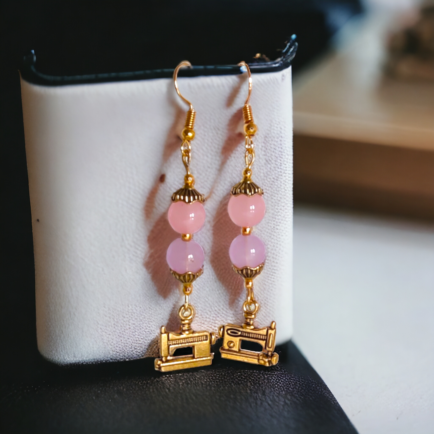 Pink Glass Beads Earrings