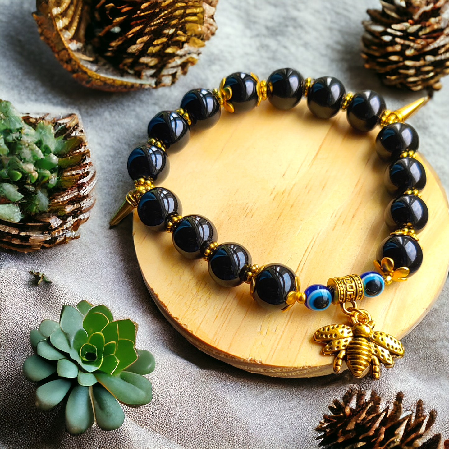 Glass Beads Bracelet - Black Color