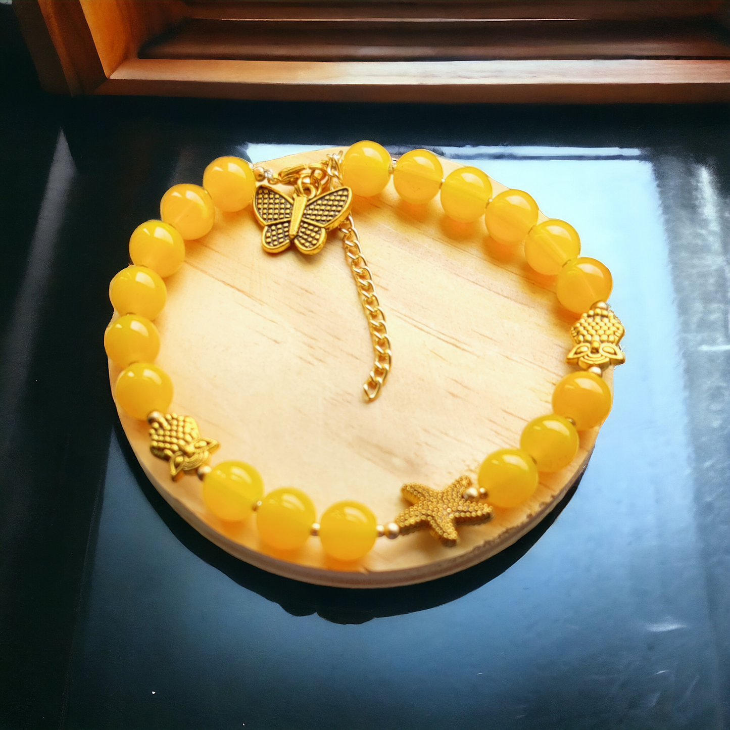Glass Beads Bracelet - Yellow Color