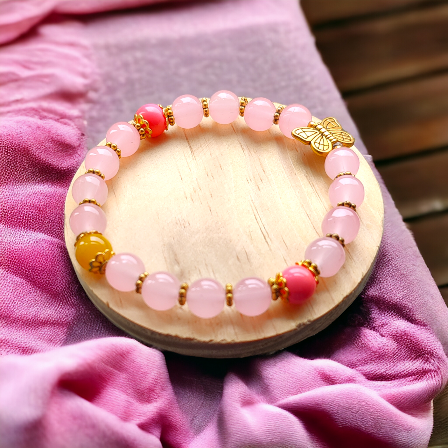 Glass Beads Bracelet - Peach Color