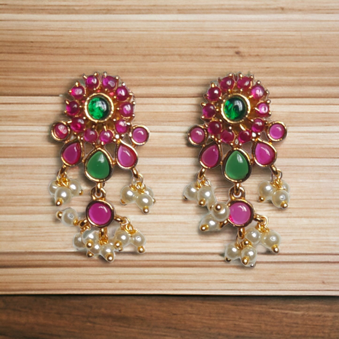 Temple jewellery, ethnic earrings, fashion jewellery, Traditional Earrings, Ganesh Lakshmi Earrings, Jhumka