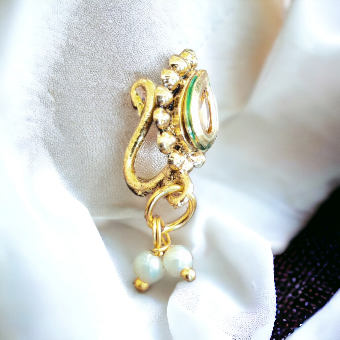 Nose Pin - Kundan With Pearls