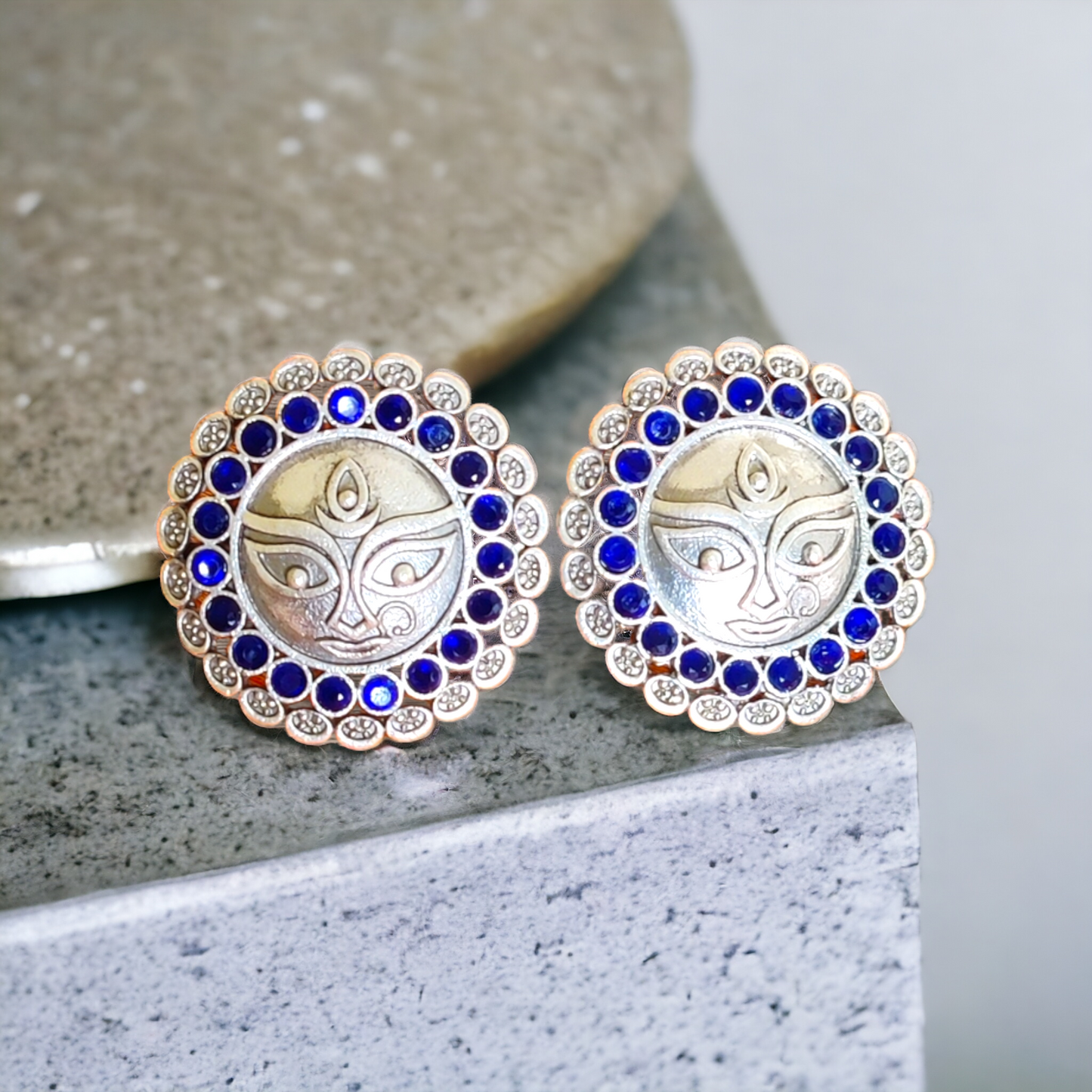 Maa Durga Studs - Diameter: 3.4cms - XJ55