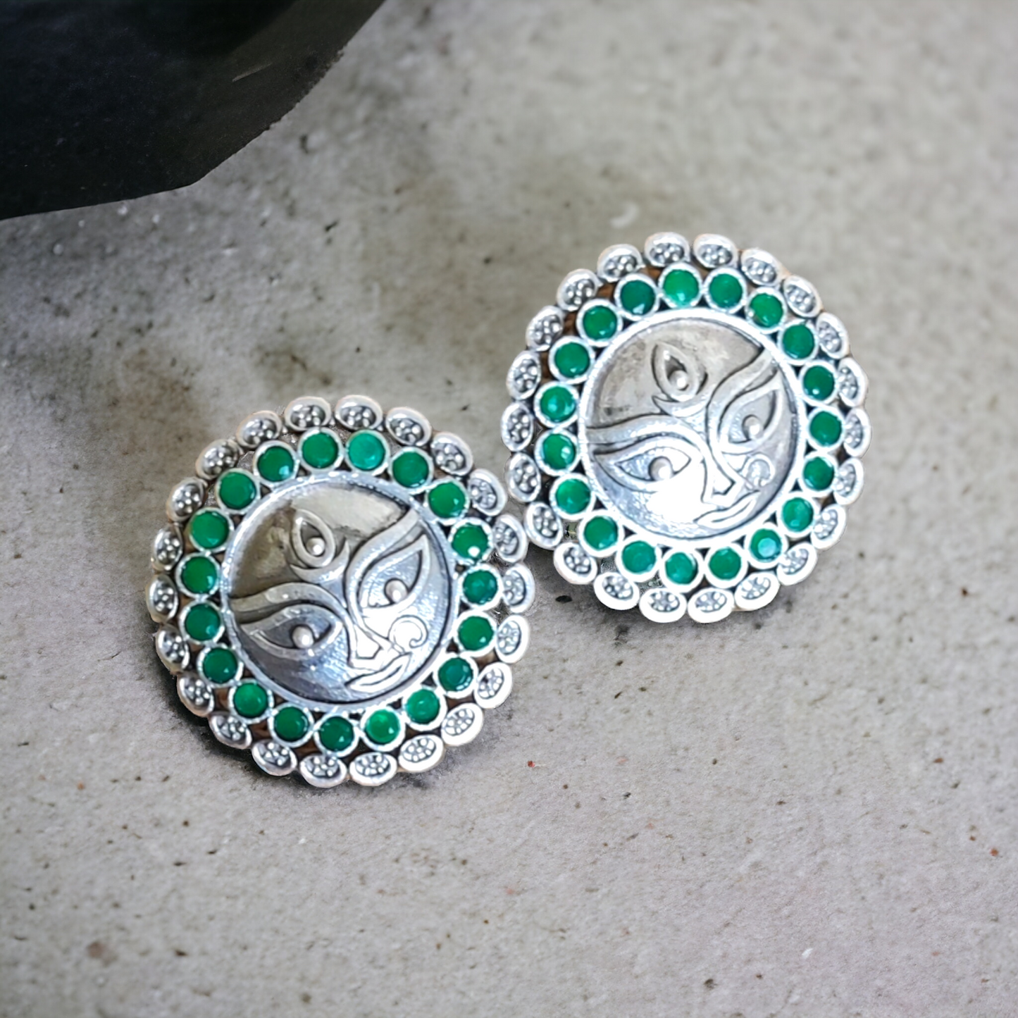 Maa Durga Studs - Diameter: 3.4cms - XJ55