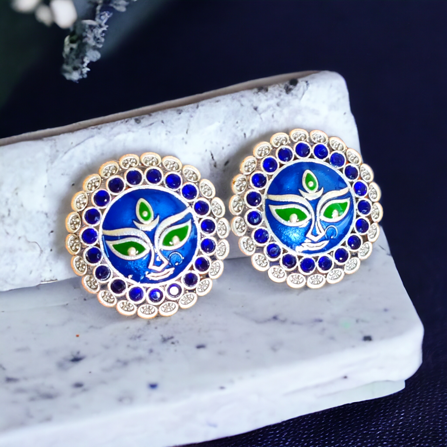 Maa Durga Studs - Diameter: 3.4cms - XJ55