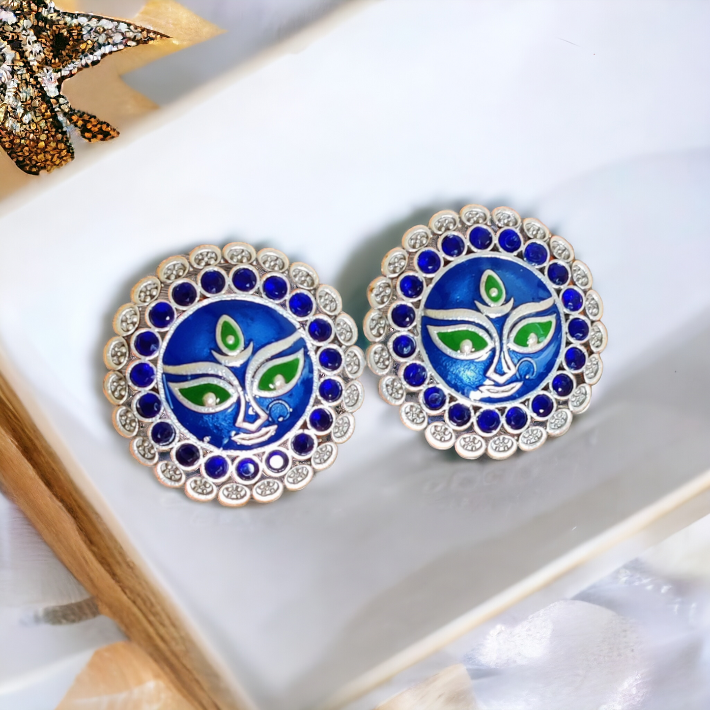 Maa Durga Studs - Diameter: 3.4cms - XJ55