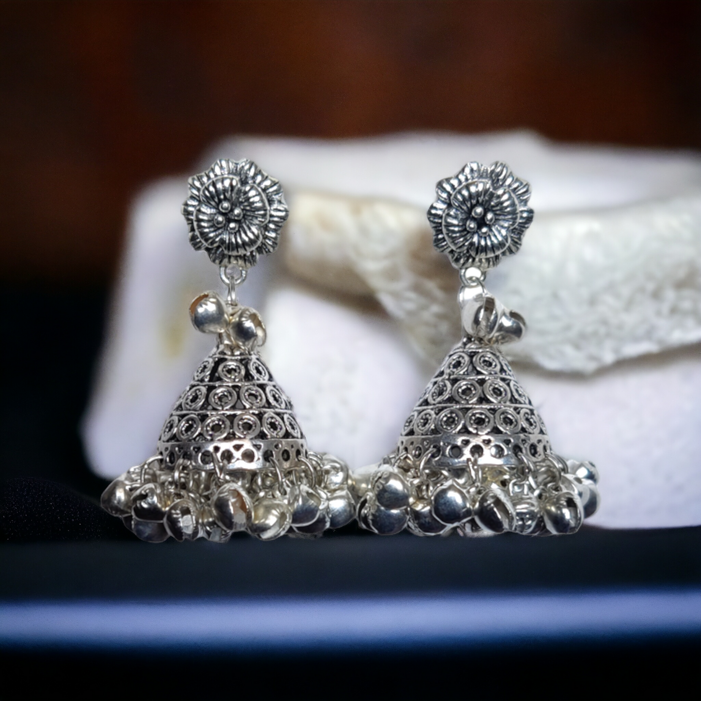 Black Metal Jhumkas - XJ42