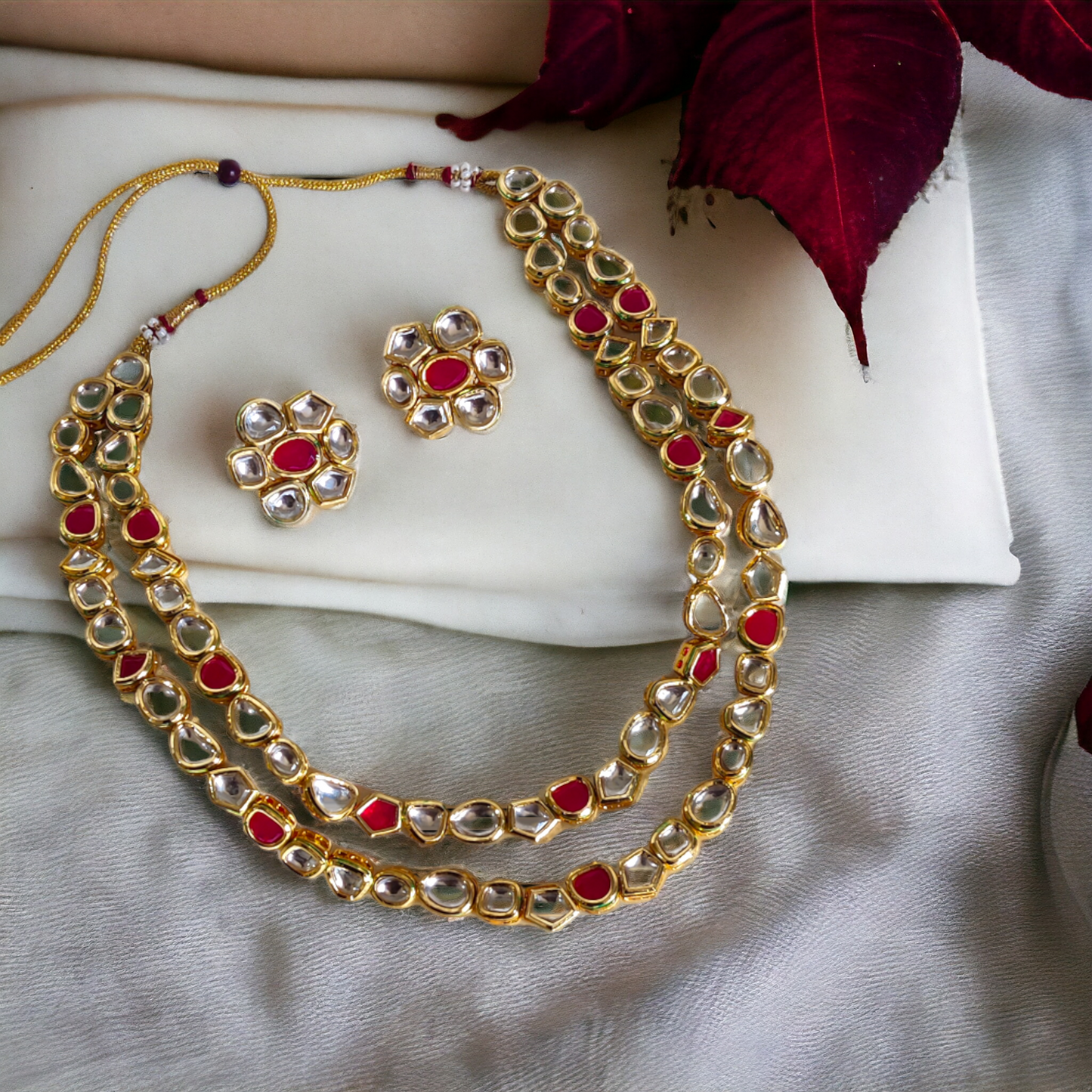 Kundan Polki Layered Necklace - KC12