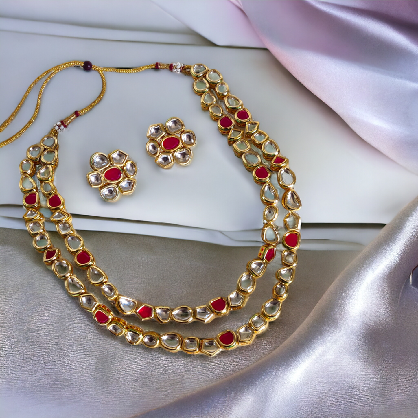 Kundan Polki Layered Necklace - KC12