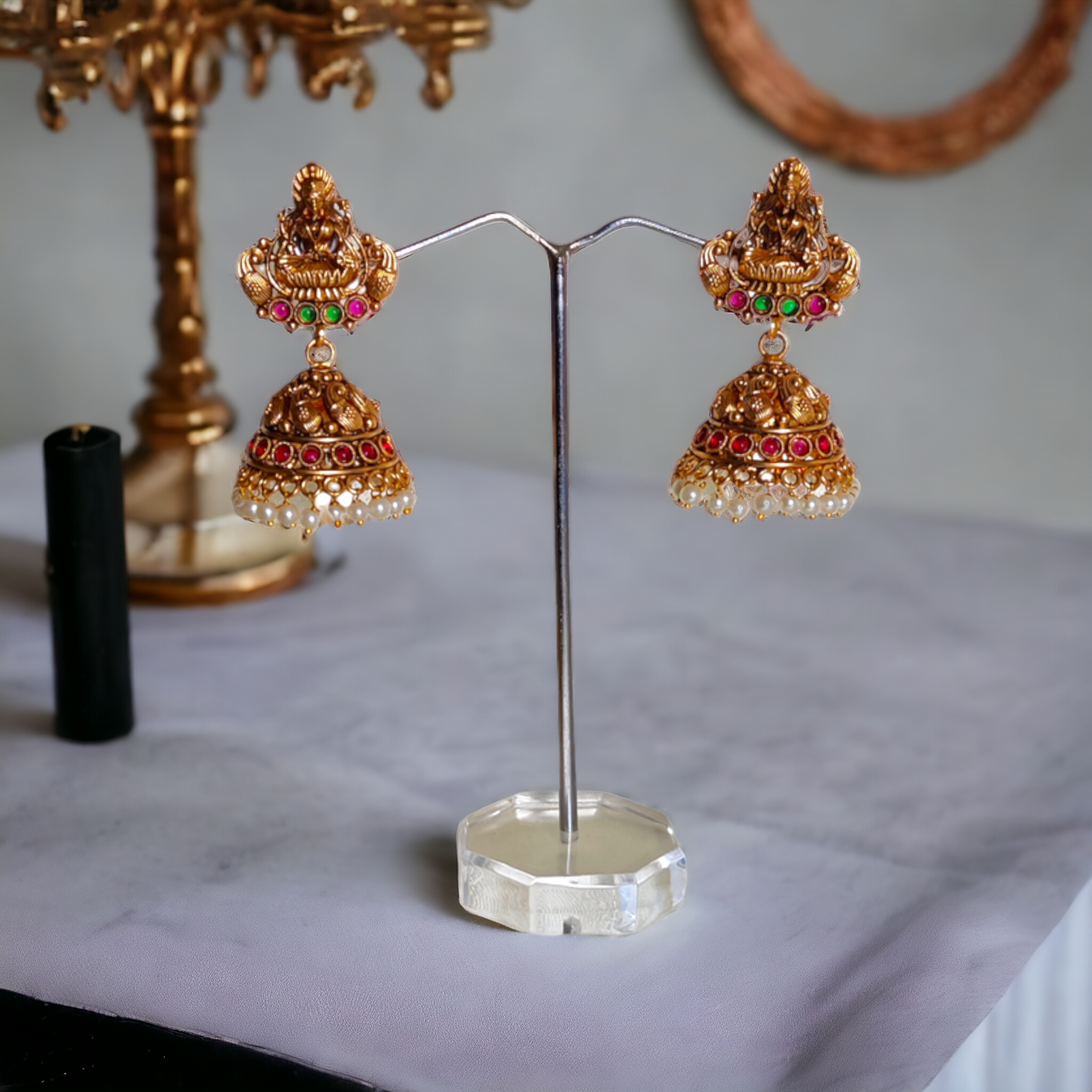 Lakshmi Pearl Necklace Set - Matte Finish TS21