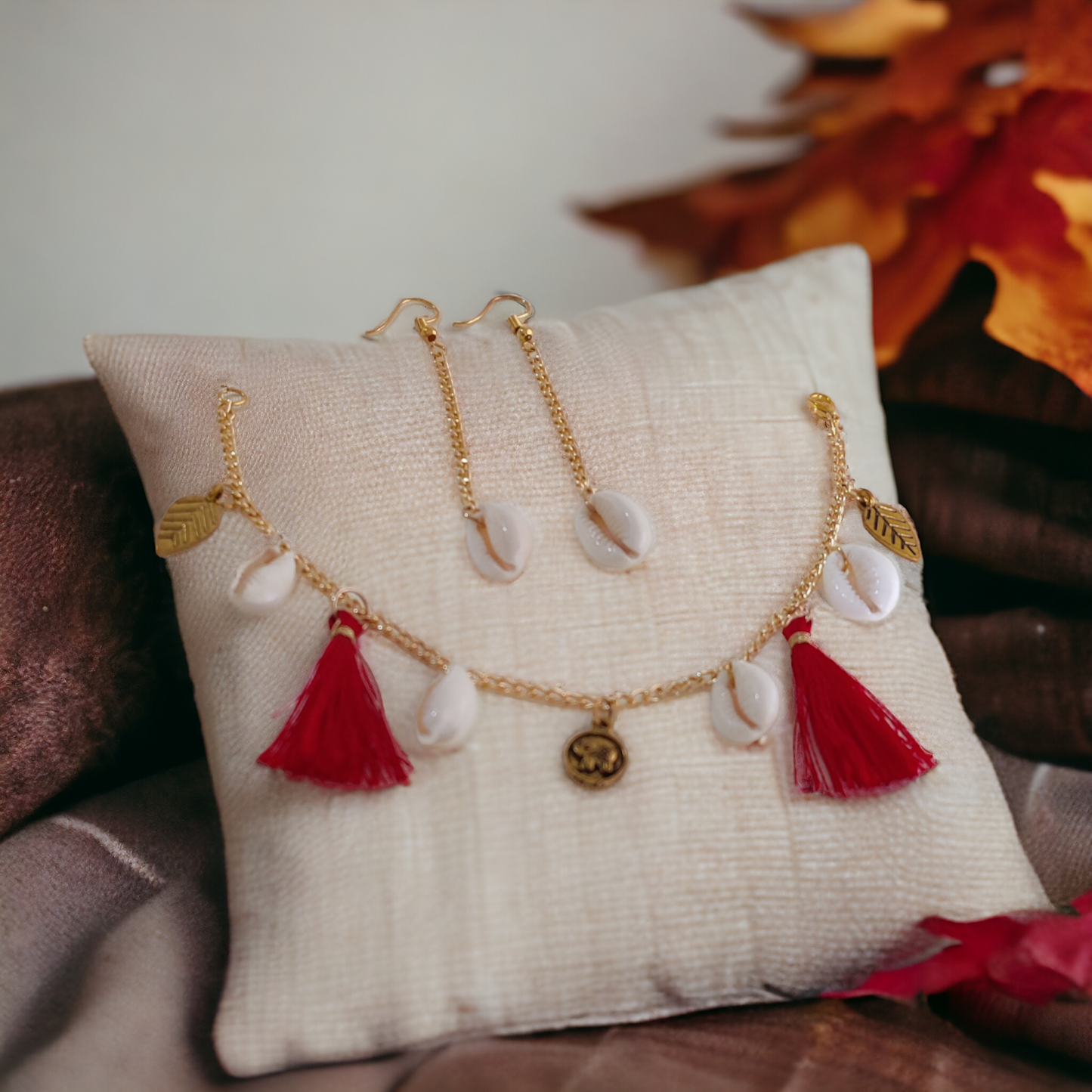 Cowrie Bracelet & Earrings Set